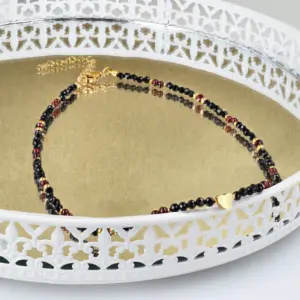 Naszyjnik Choker z Granatem, Czarnym Turmalinem