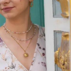Naszyjnik choker z Jaspisem zebra, Kryształem górskim truskawkowym, Perłą naturalną