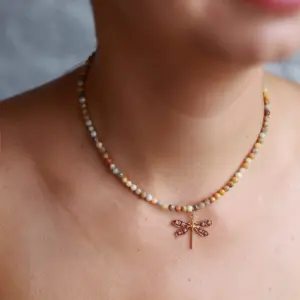 Naszyjnik Choker  z Agatem Koronkowym