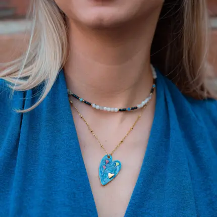 Naszyjnik Choker z Kamieniem księżycowym, Sodalitem, Nocą Kairu