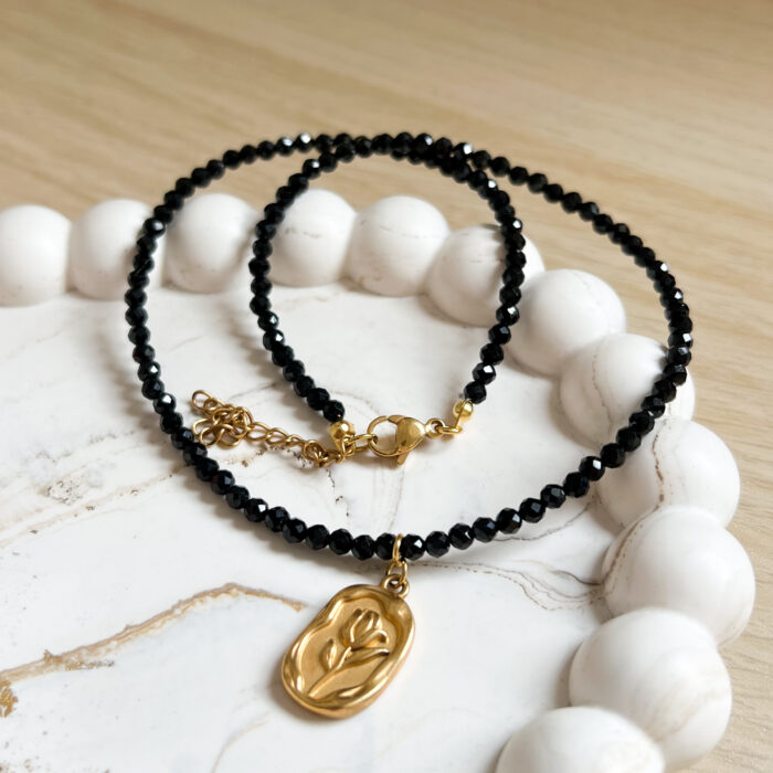 Naszyjnik Choker z Czarnym Turmalinem z LIMITOWANĄ zawieszką z okazji Dnia Matki