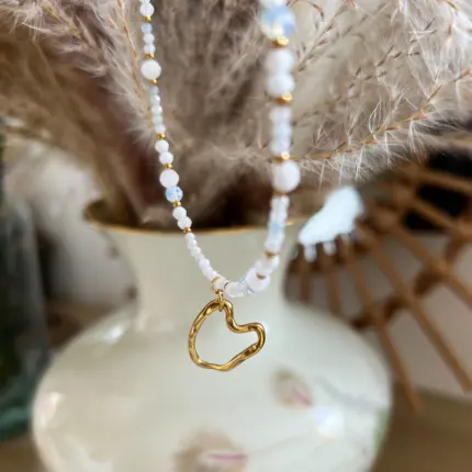 Naszyjnik Choker z Opalem, Morganitem, Kamieniem Księżycowym z LIMITOWANĄ zawieszką