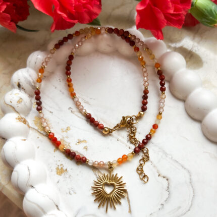 Naszyjnik Choker z Jaspisem, Agatem, Cyrkonią  z LIMITOWANĄ zawieszką z okazji Dnia Matki