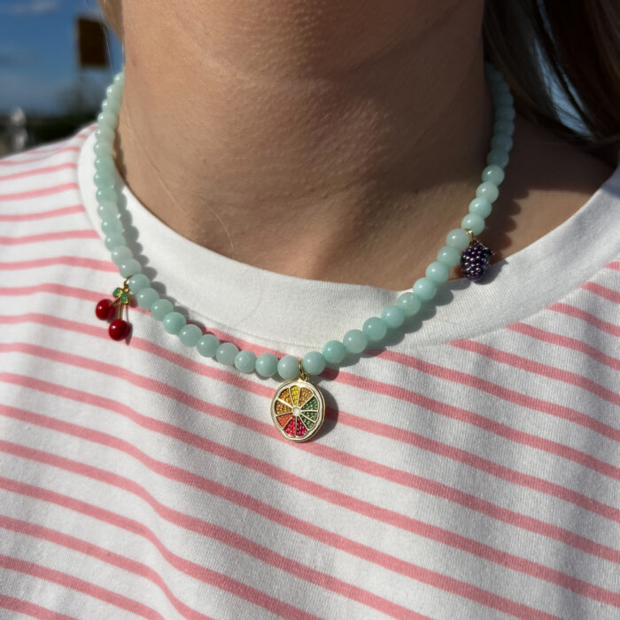 Naszyjnik Choker Jadeit Miętowy