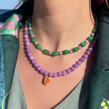 Naszyjnik Choker Jadeit Fioletowy