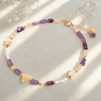 Amulet Własnej Drogi z Cytrynu, Ametystu i Kryształu Górskiego