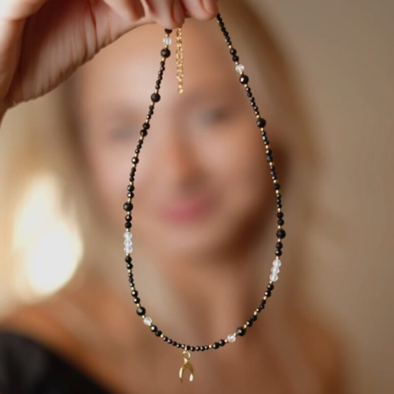 Naszyjnik Ochronny Choker z Turmalinem Czarnym, Kryształem Górskim